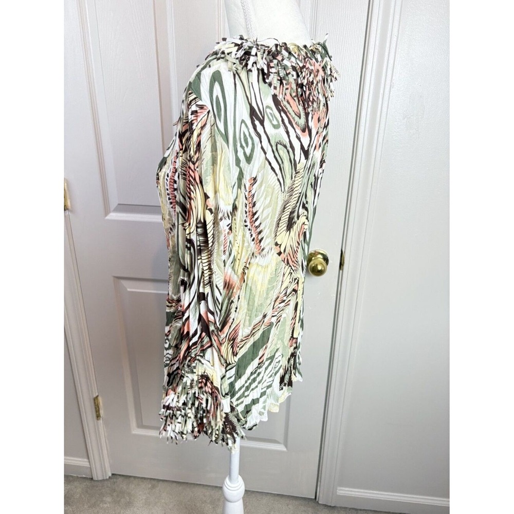 Dressbarn Blouse Womens Large Green Abstract Fringe Boho Top - Picture 4 of 8